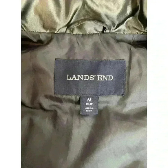 Lands' End Down Feather Puffer Vest Shiny Gray Full Zip Women's Size M - Picture 12 of 16